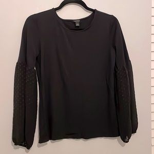 Ann Taylor long sleeved blouse Swiss dots